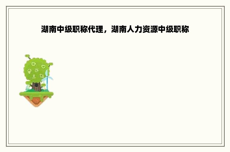 湖南中级职称代理，湖南人力资源中级职称
