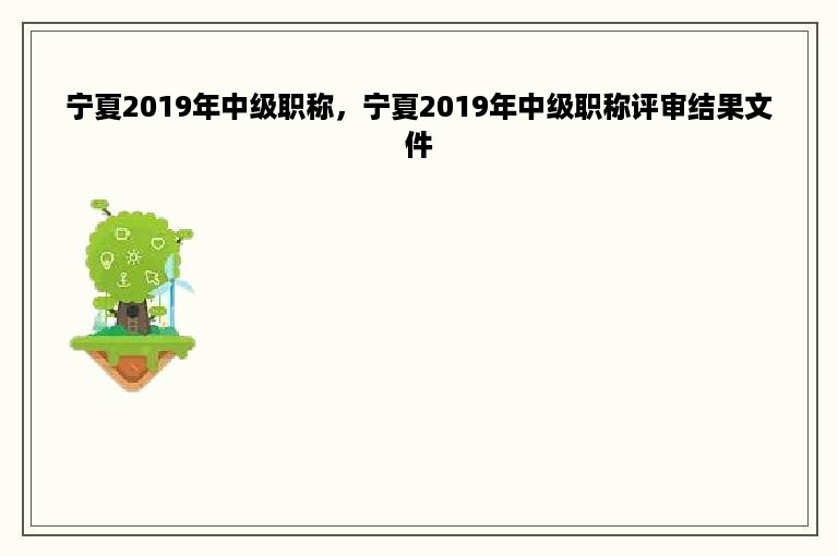 宁夏2019年中级职称，宁夏2019年中级职称评审结果文件