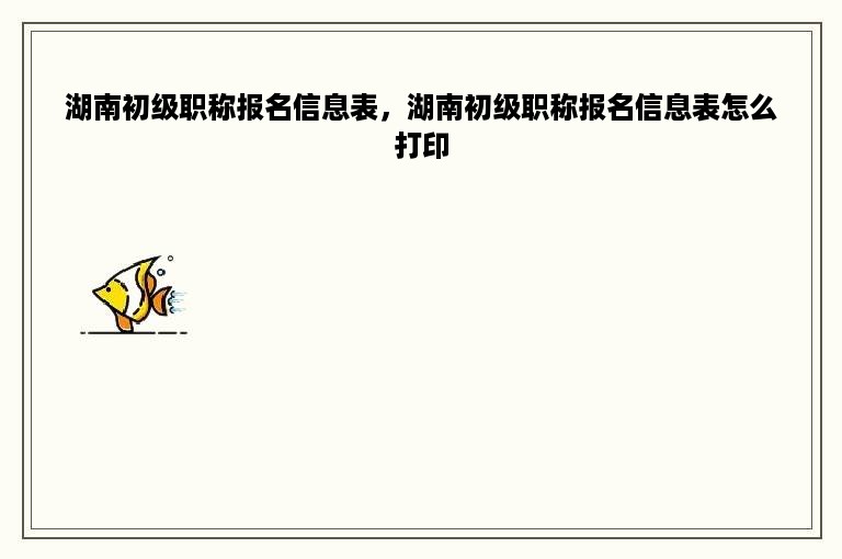 湖南初级职称报名信息表，湖南初级职称报名信息表怎么打印