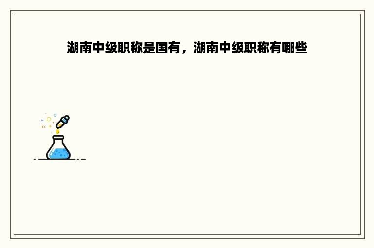 湖南中级职称是国有，湖南中级职称有哪些