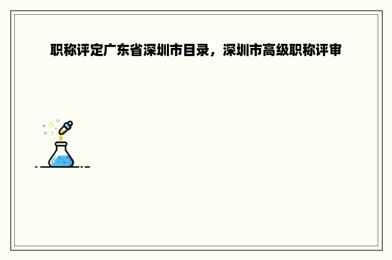 职称评定广东省深圳市目录，深圳市高级职称评审