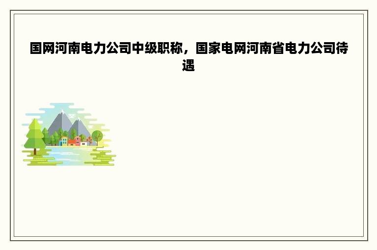 国网河南电力公司中级职称，国家电网河南省电力公司待遇