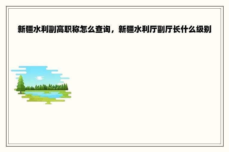 新疆水利副高职称怎么查询，新疆水利厅副厅长什么级别