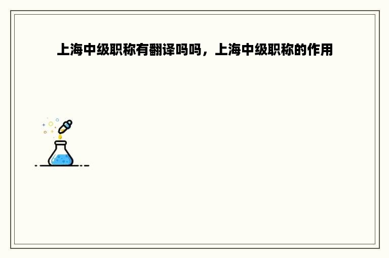上海中级职称有翻译吗吗，上海中级职称的作用
