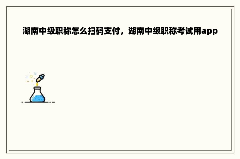 湖南中级职称怎么扫码支付，湖南中级职称考试用app